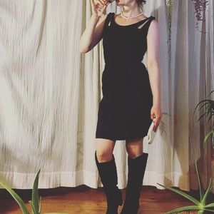 Black Vintage Velvet Cut Out Dress